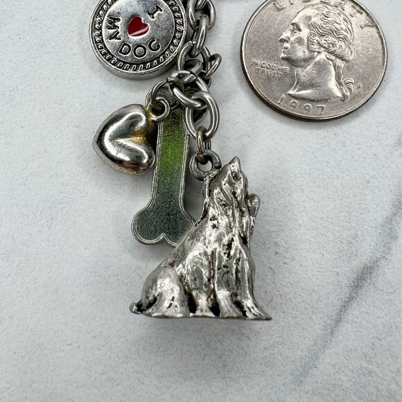 Silver Tone Best in Show I Heart Love My Dog Charms Keychain Keyring - Picture 5 of 8